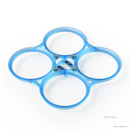 Blue 4-duct whoop frame bumper ring with brass inserts, top view