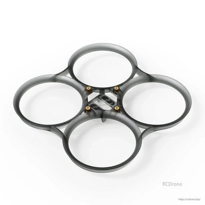 Gray 4-duct whoop frame bumper ring with brass inserts, top view