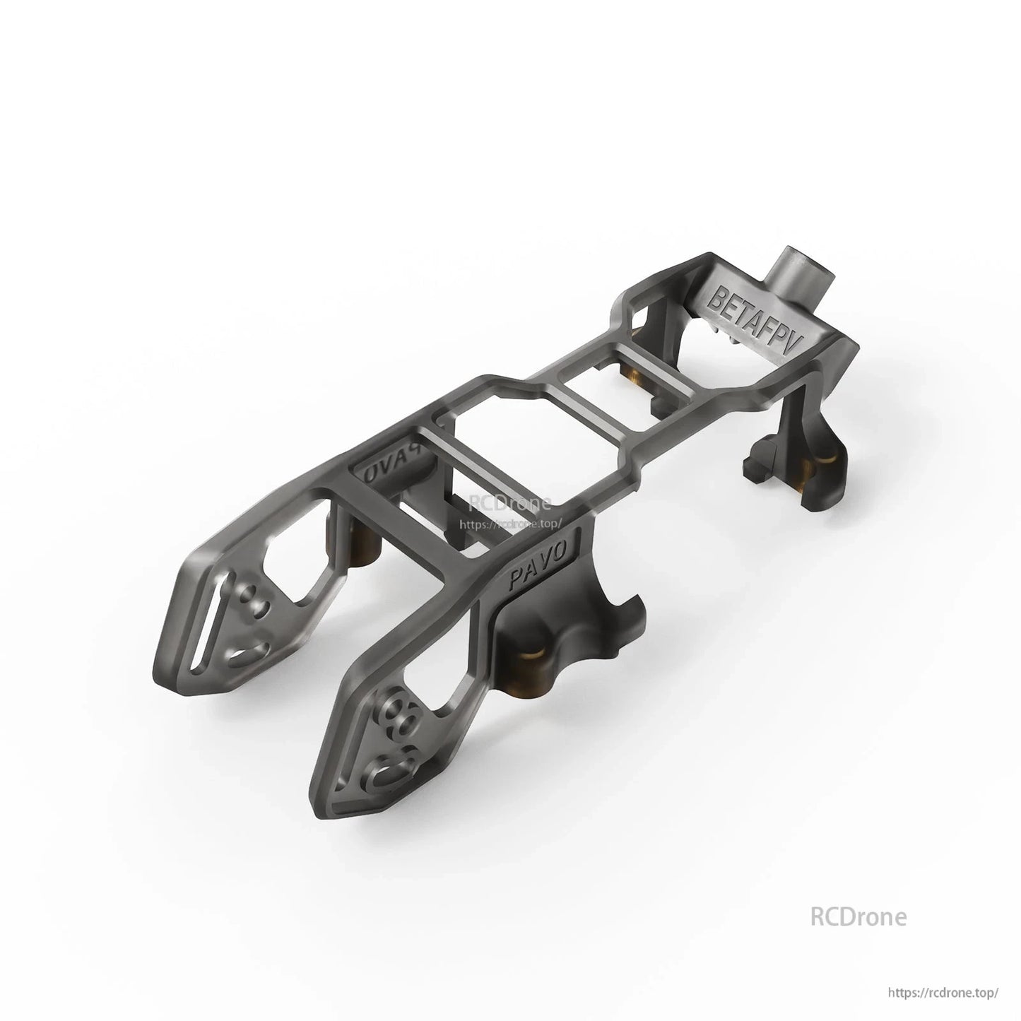 Gray camera canopy bracket labeled PAVO and BETAFPV, front mount view