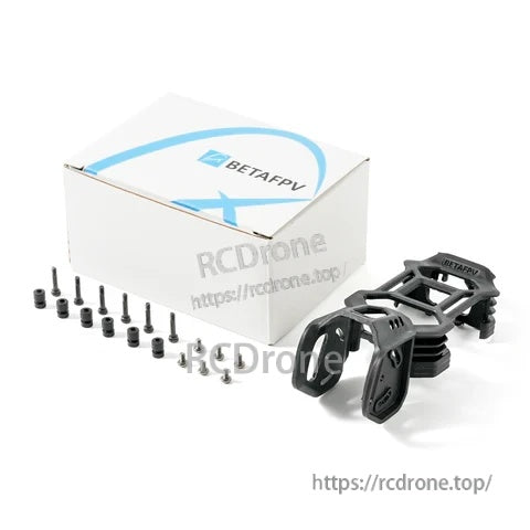Pavo20 Pro camera bracket and hardware set beside BetaFPV box, including screws and standoffs