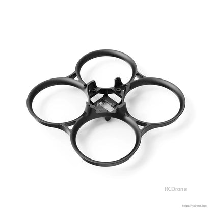 Black 4-duct whoop frame top view, 93.9mm wheelbase layout with central mounting platform