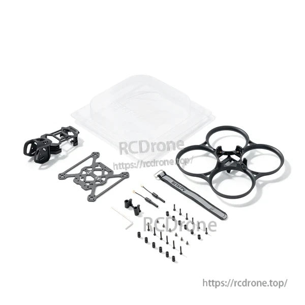What’s included with the Pavo20 Pro II whoop frame kit: ducts, top plate, O4 bracket, hardware, strap and tools