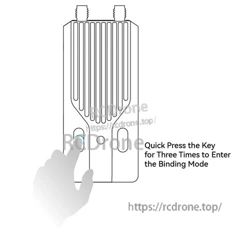 Binding instruction graphic indicating pressing the button three times to enter binding mode