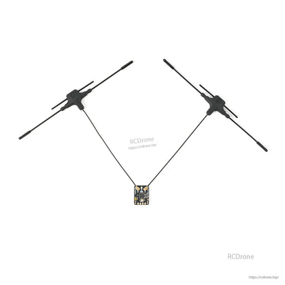 BetaFPV SuperX ELRS Gemini Xross Receiver with dual T antennas connected to nano receiver board