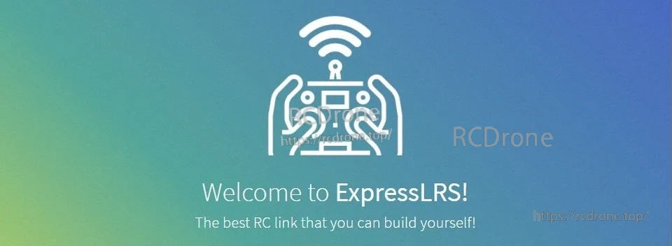 ExpressLRS welcome screen for binding and setup, featuring controller icon and ExpressLRS branding