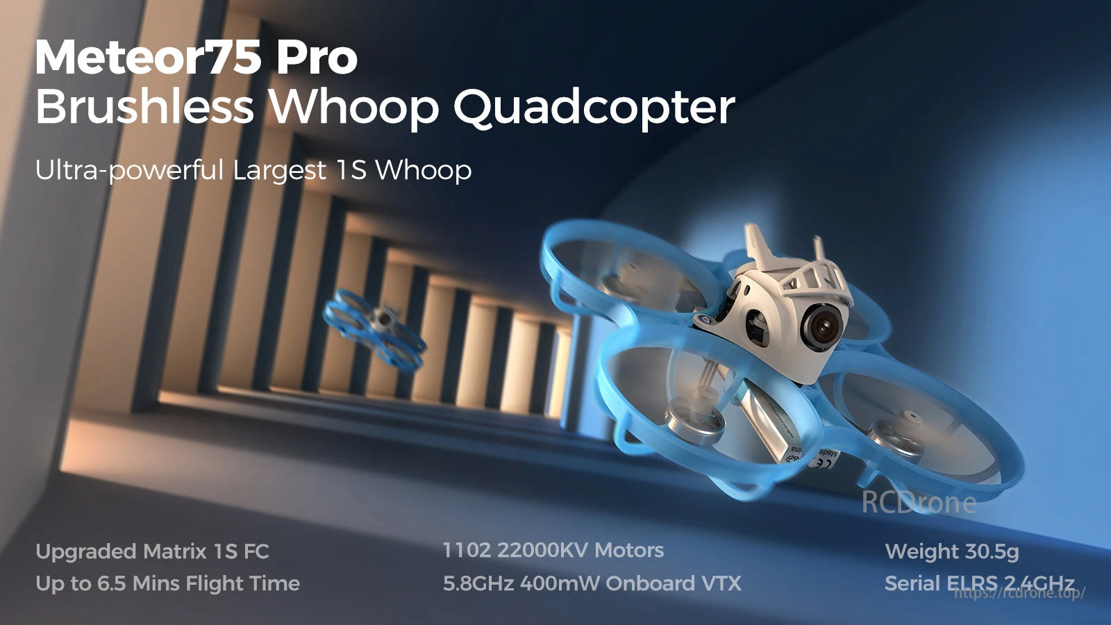 BetaFPV, Meteor75 Pro: Powerful 1S whoop, long flight, advanced FC, strong motors, 5.8GHz VTX, lightweight, ELRS support.