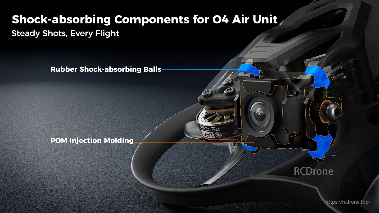 BetaFPV O4 Air Unit with rubber balls and POM molding ensures steady flights.