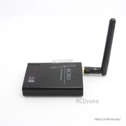 Side profile of RC805 receiver showing slim body and right-side antenna connection