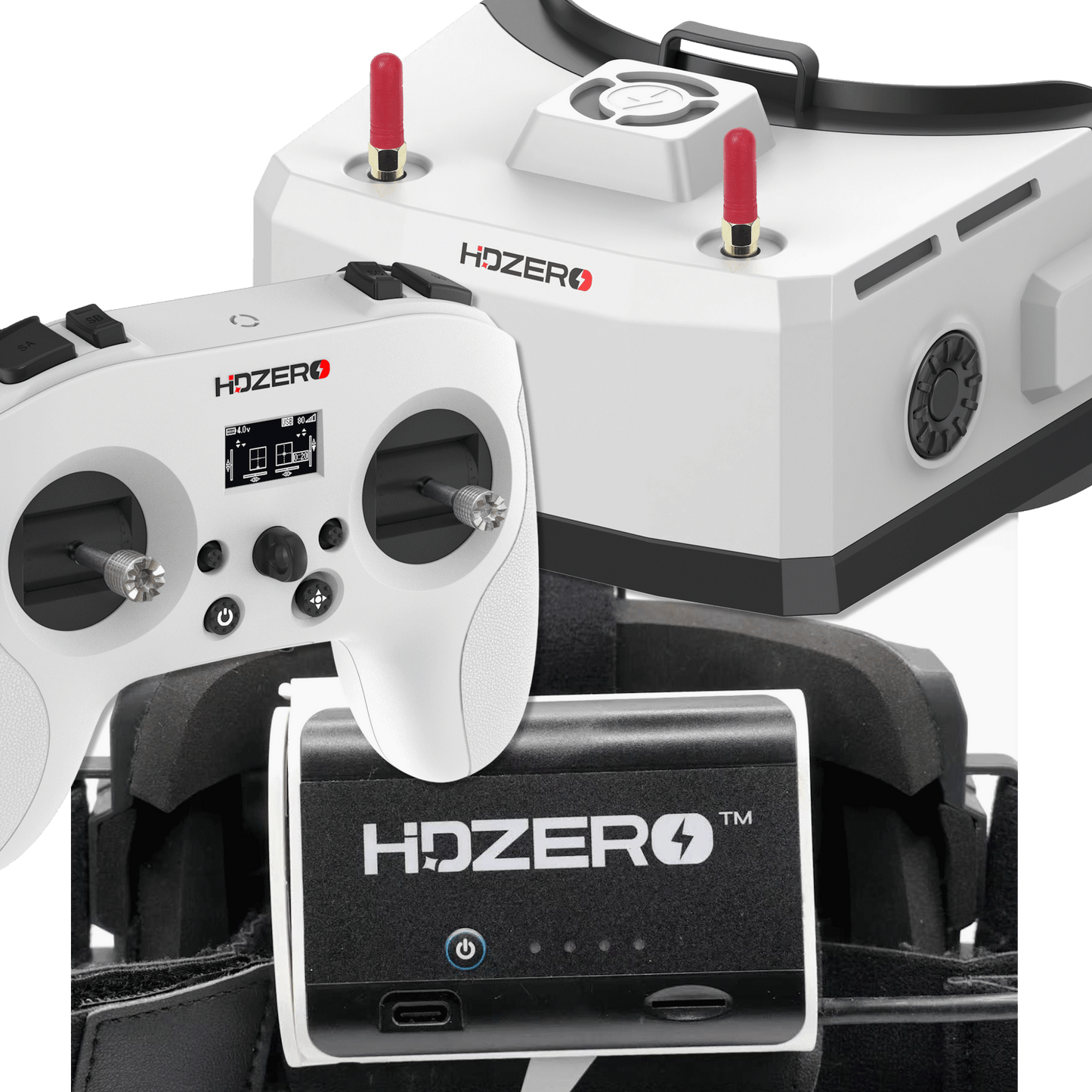 HDZero BoxPro Starter Kit – BoxPro Goggle with BoxPro headset, radio controller, and receiver module