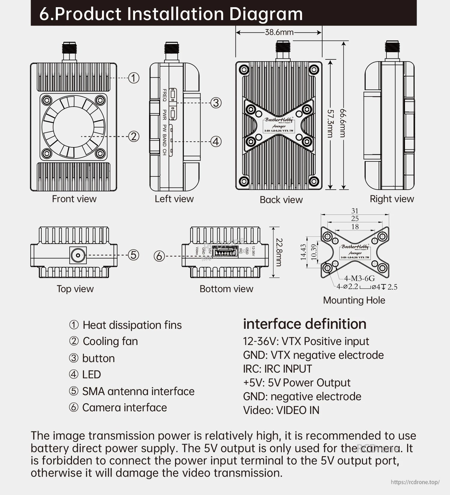 BrotherHobby Avenger 3-8S 4.8-6.2G VTX 7W