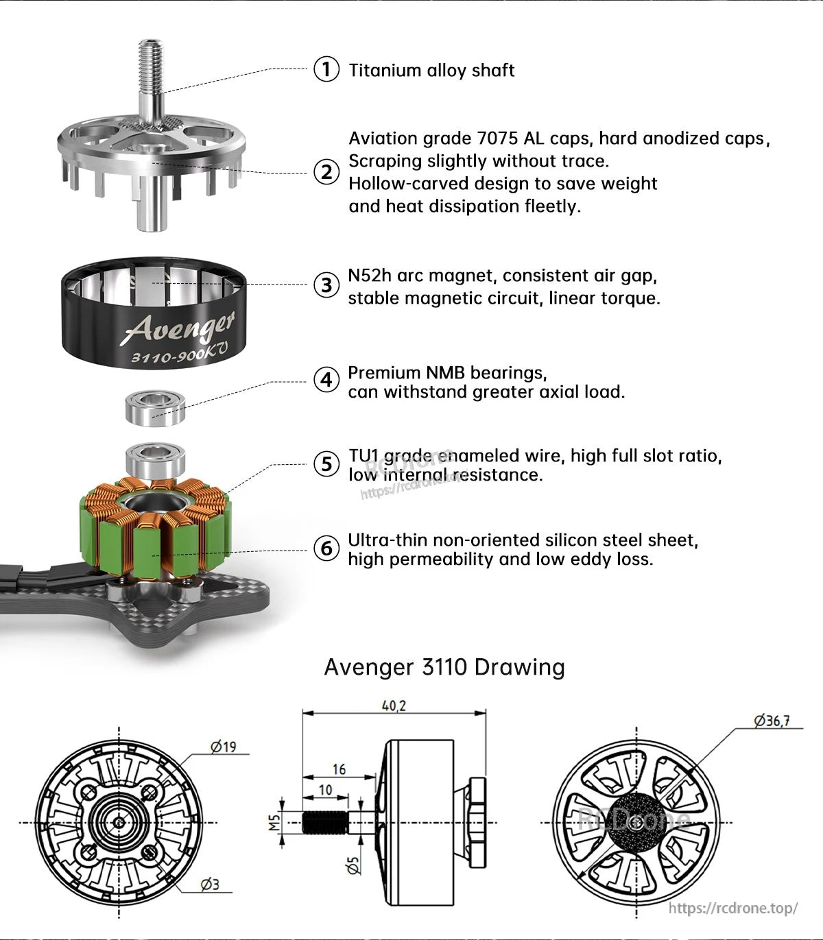 BrotherHobby Avenger 3110 730KV/900KV Motor(CW)