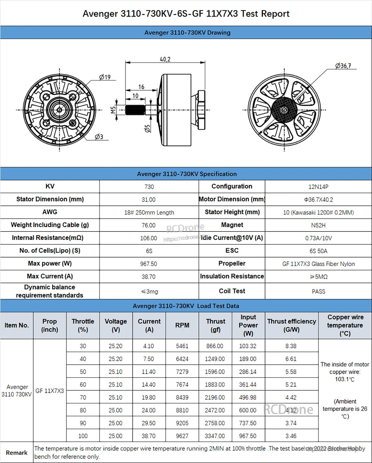 BrotherHobby Avenger 3110 730KV/900KV Motor(CW)