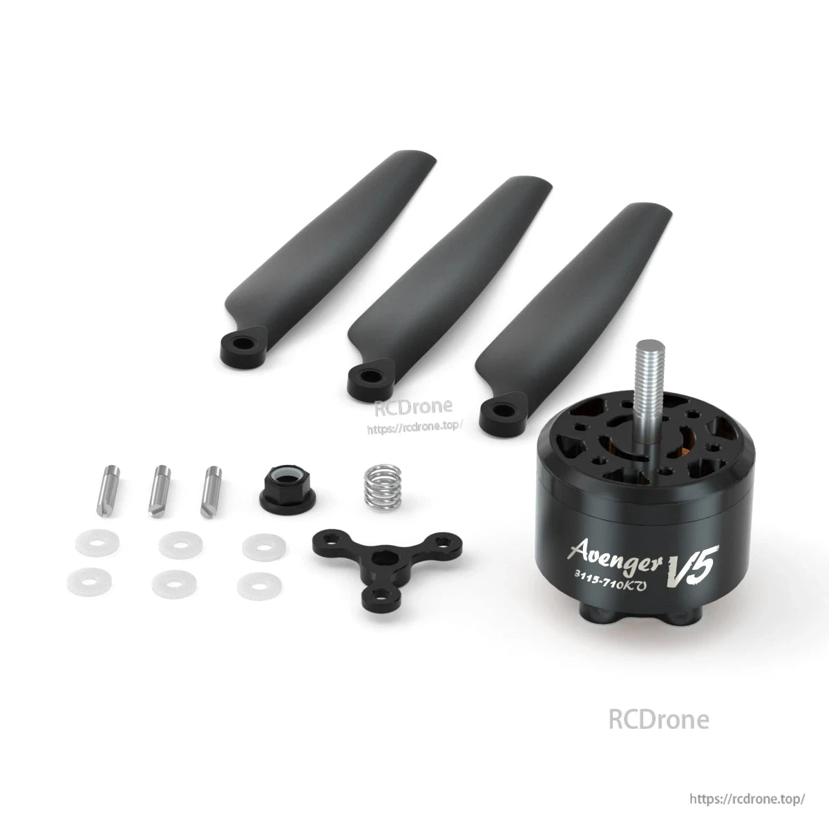 BrotherHobby Avenger 3115 V5 CW Brushless Motor, BrotherHobby Avenger V5 3115 CW brushless motor with three propellers and mounting hardware kit