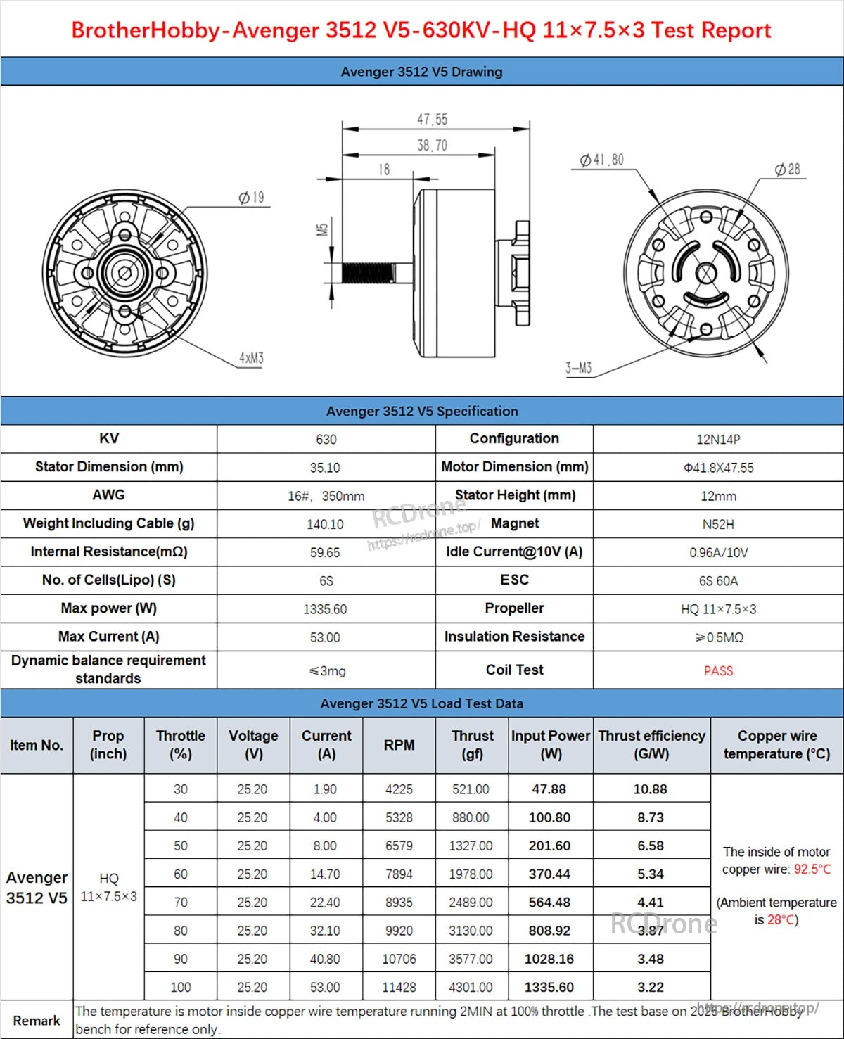 BrotherHobby Avenger 3512 V5 360KV/550KV/750KV Motor(CW)