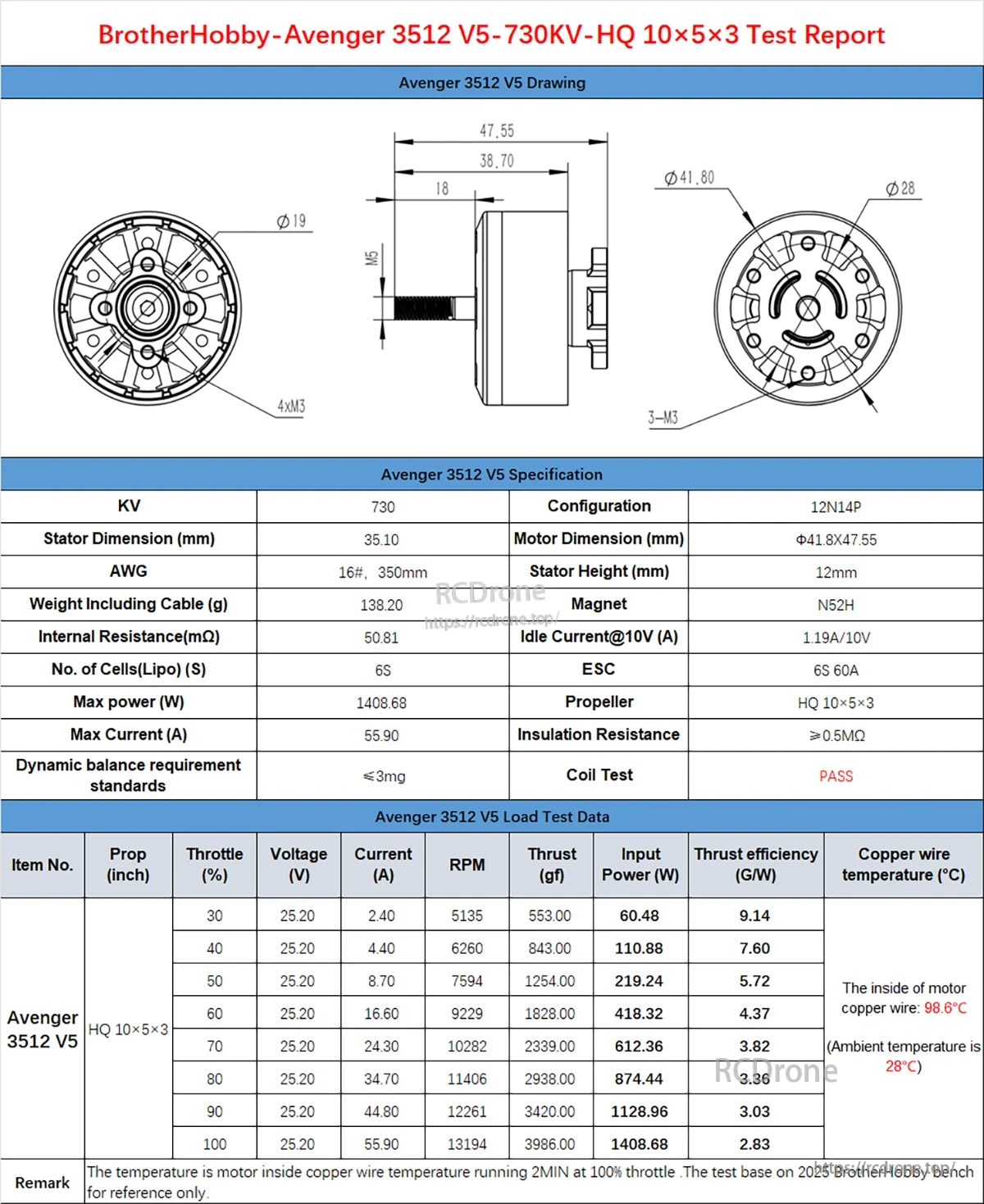 BrotherHobby Avenger 3512 V5 360KV/550KV/750KV Motor(CW)