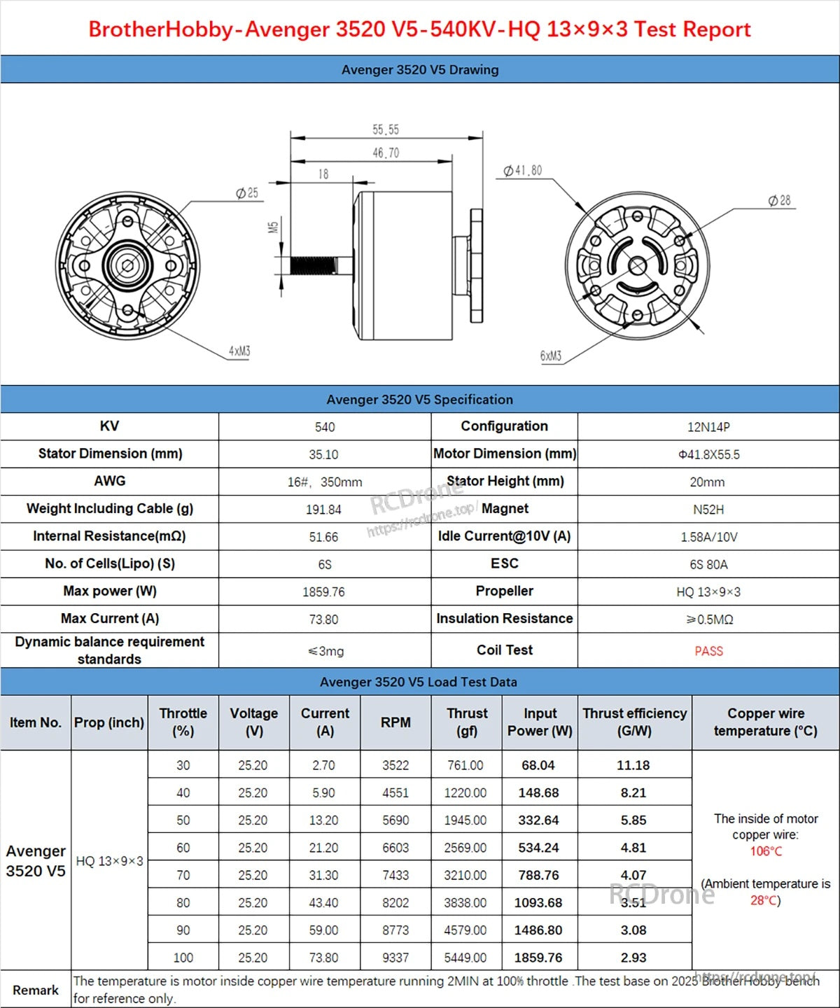 BrotherHobby Avenger 3520 V5 330KV/380KV/420KV/470KV/540KV Motor(CW)