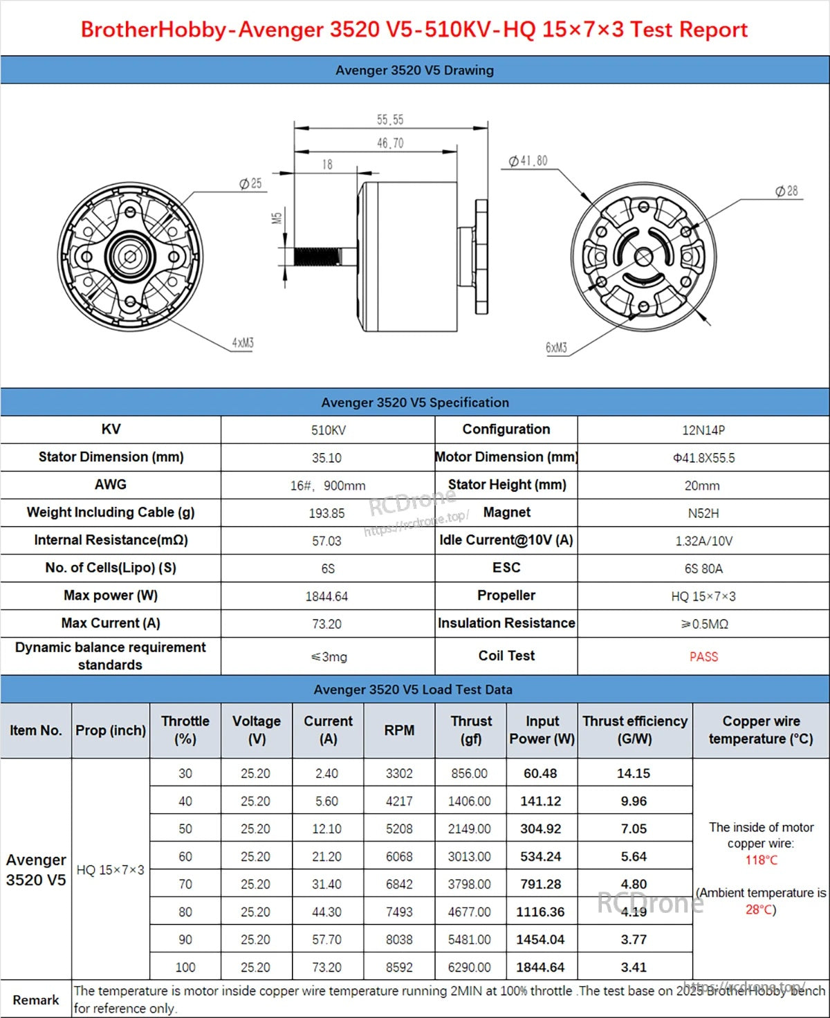 BrotherHobby Avenger 3520 V5 330KV/380KV/420KV/470KV/540KV Motor(CW)