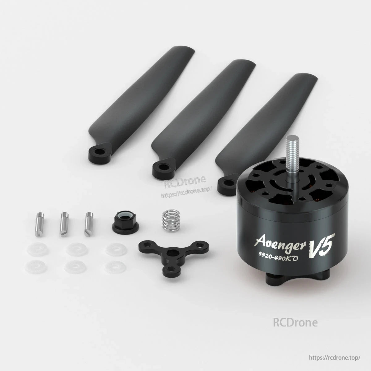 BrotherHobby Avenger 3520 V5 CW Brushless Motor, BrotherHobby Avenger V5 3520 brushless motor kit with three propeller blades and mounting hardware