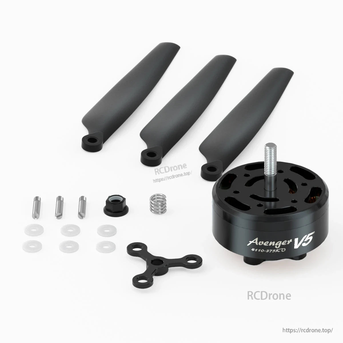 BrotherHobby Avenger 4110 V5 Motor, BrotherHobby Avenger V5 4110 brushless drone motor kit with three prop blades and mounting hardware