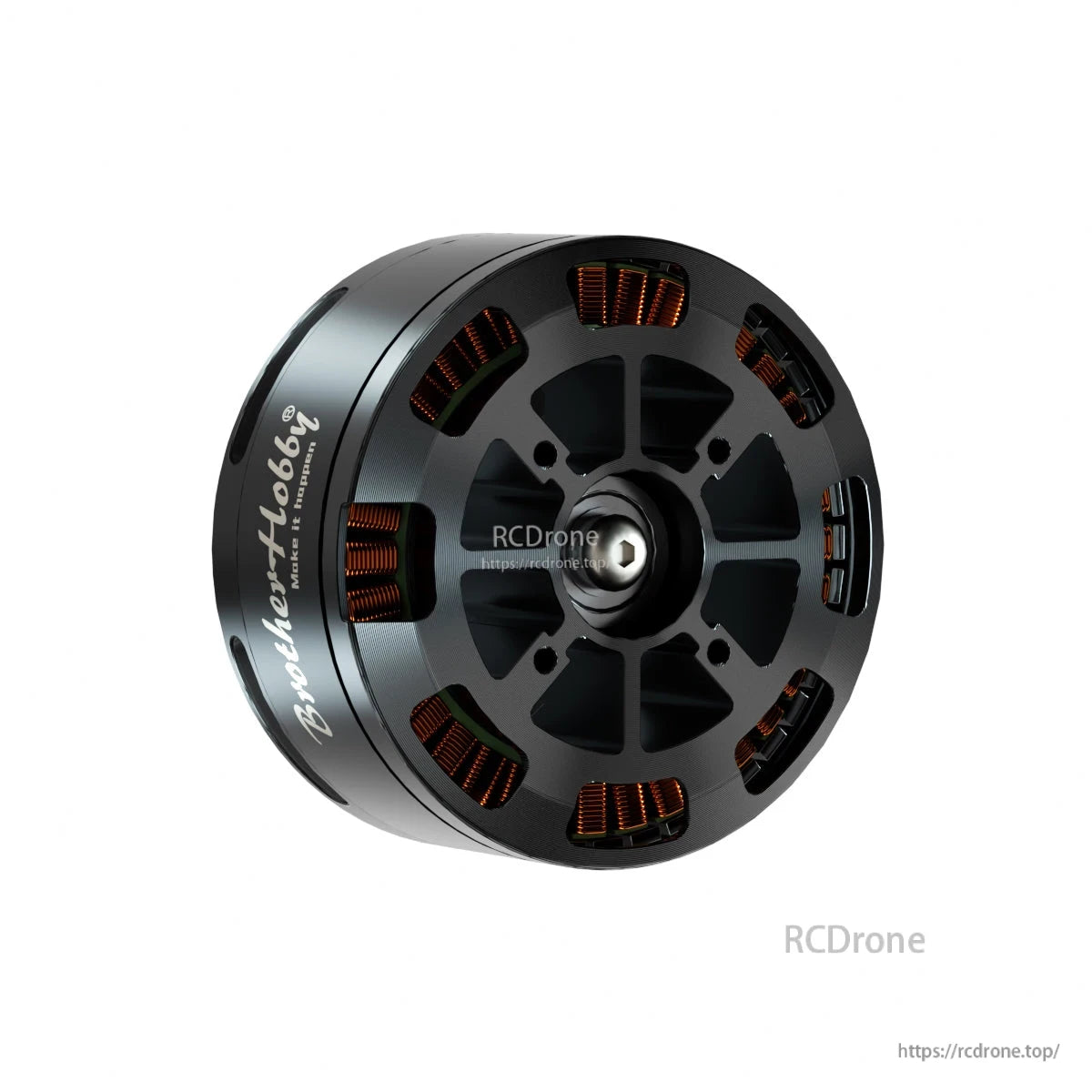 BrotherHobby MAX 8120 Motor, BrotherHobby MAX 8120 brushless drone motor in black, top view with copper windings and central shaft