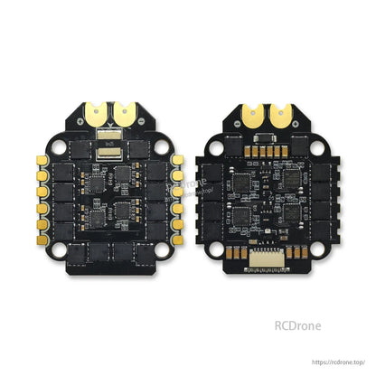 BrotherHobby Returner 4-in-1 drone ESC board, top and bottom views with motor pads and connector layout
