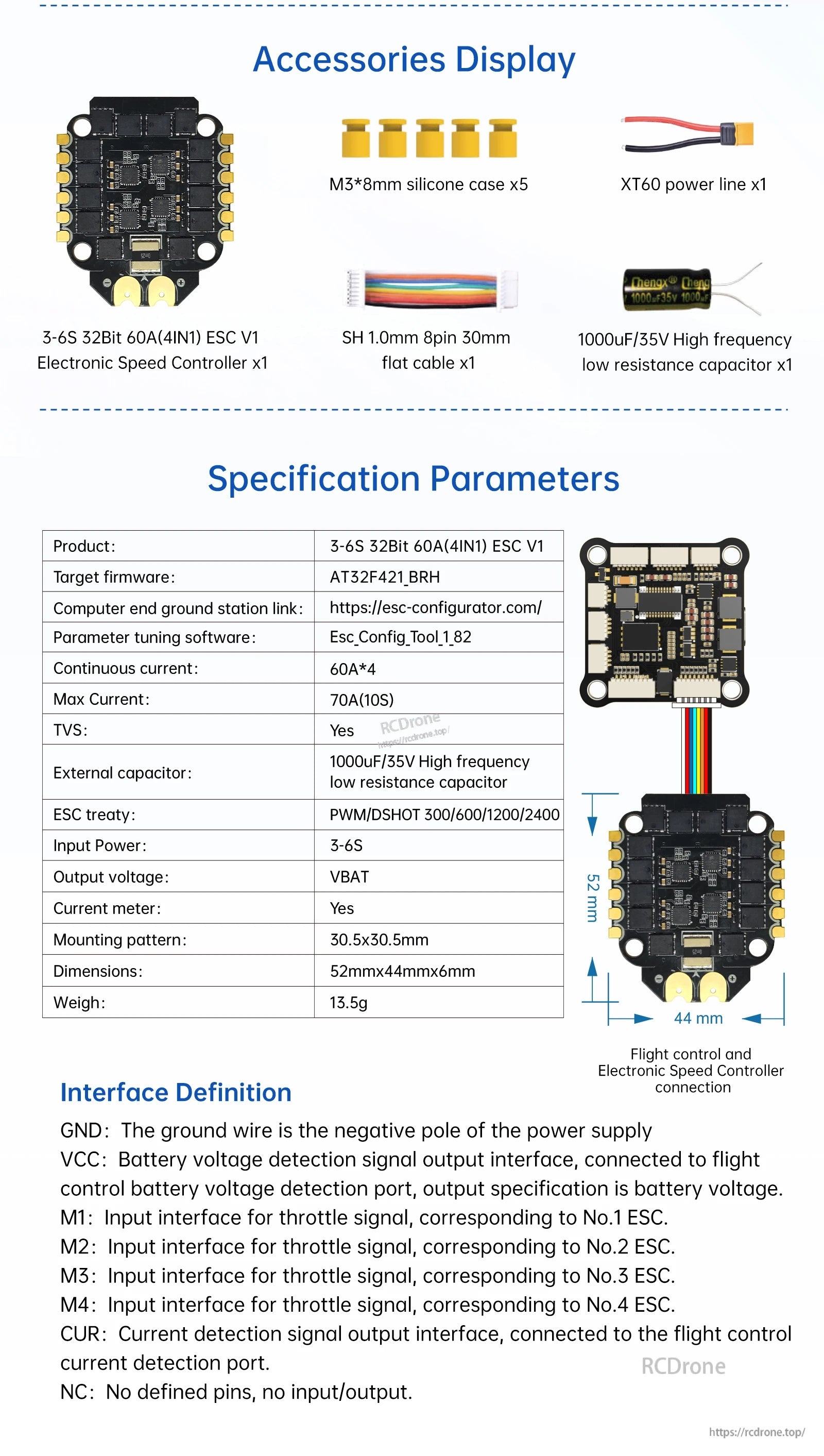 BrotherHobby Returner 3-6S 32Bit AM32 60A(4IN1) ESC V1