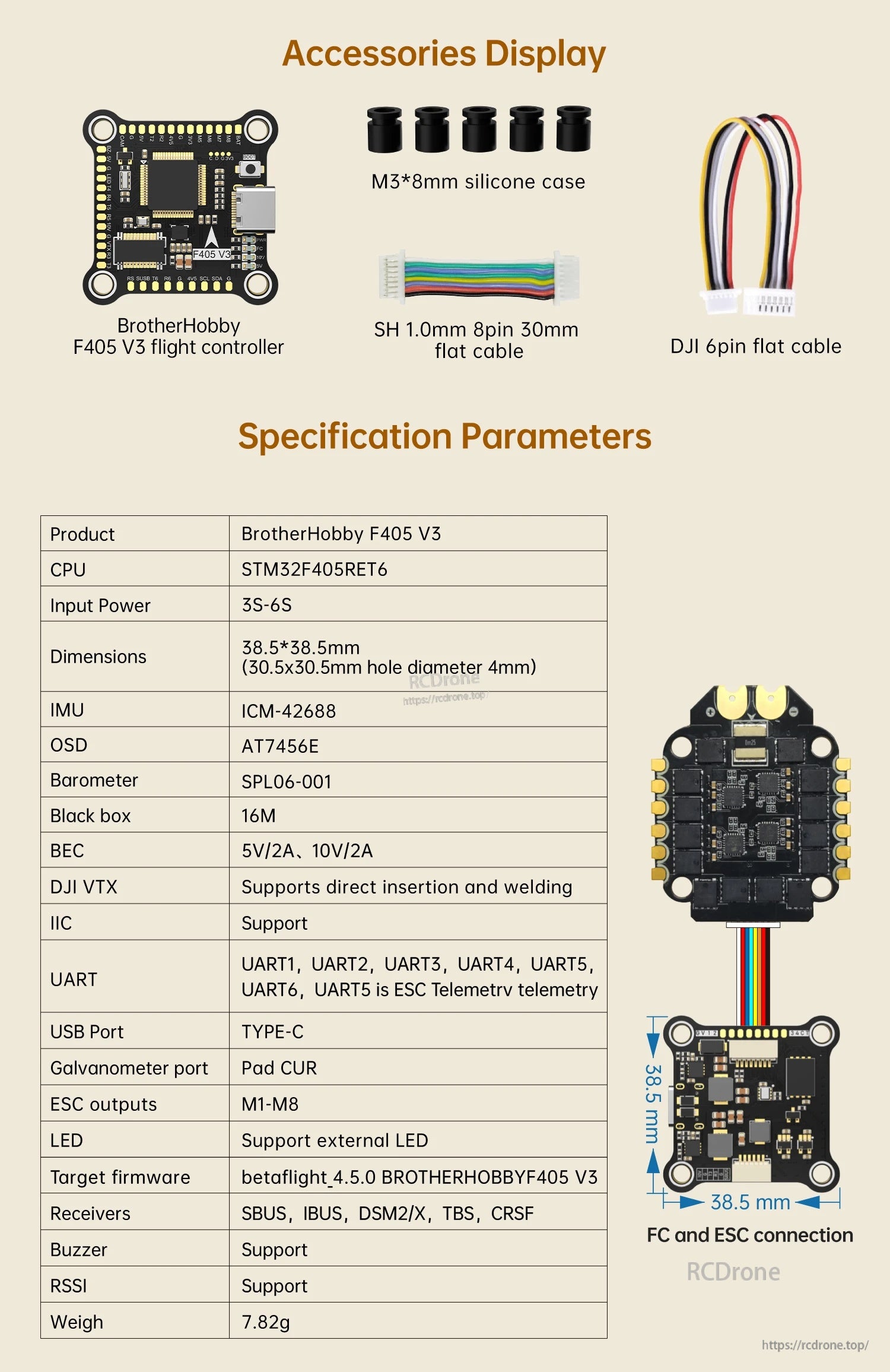BrotherHobby Returner 3-6S F405 V3 Betaflight Flight controller