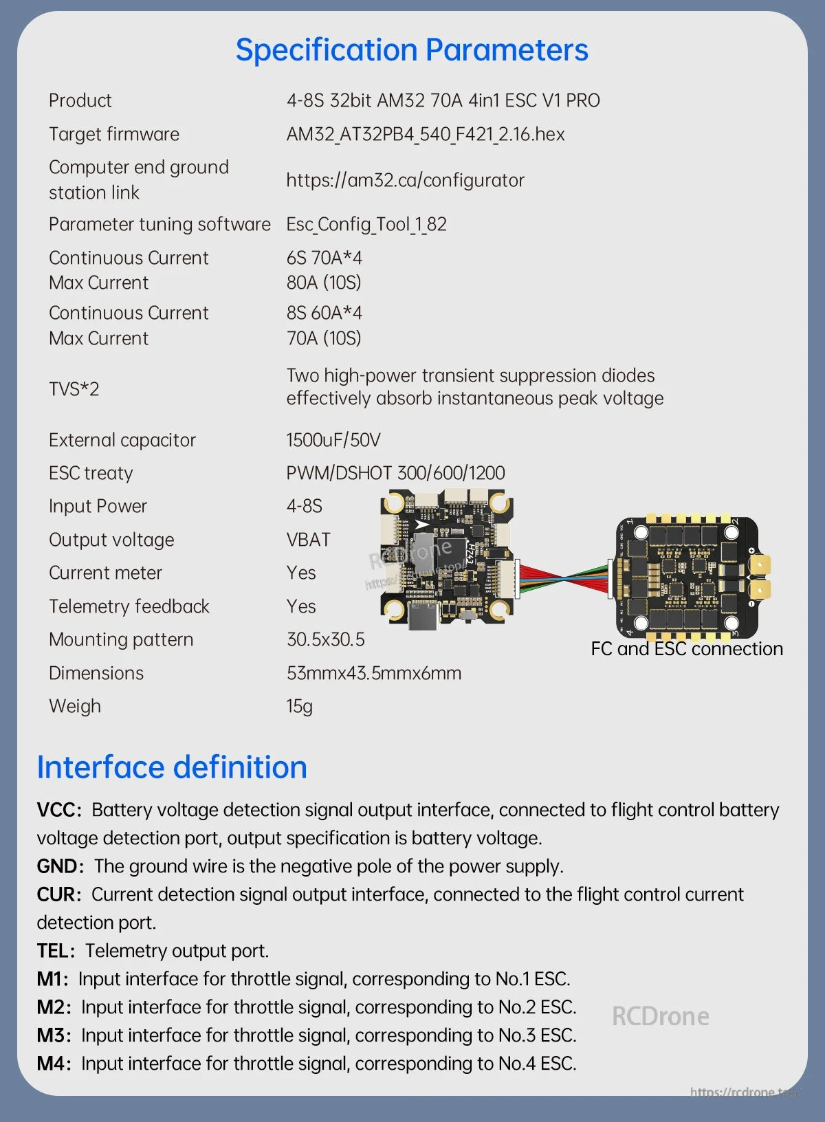 BrotherHobby Returner 4-8S 32bit am32 70A 4in1 ESC V1 PRO