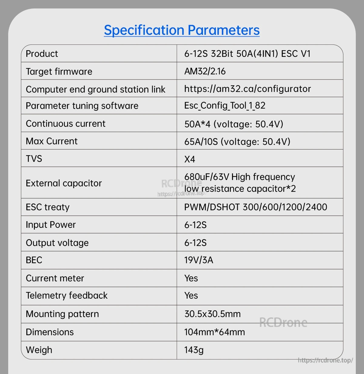 BrotherHobby Returner 6-12S 32Bit am32 50A(4IN1) ESC V1