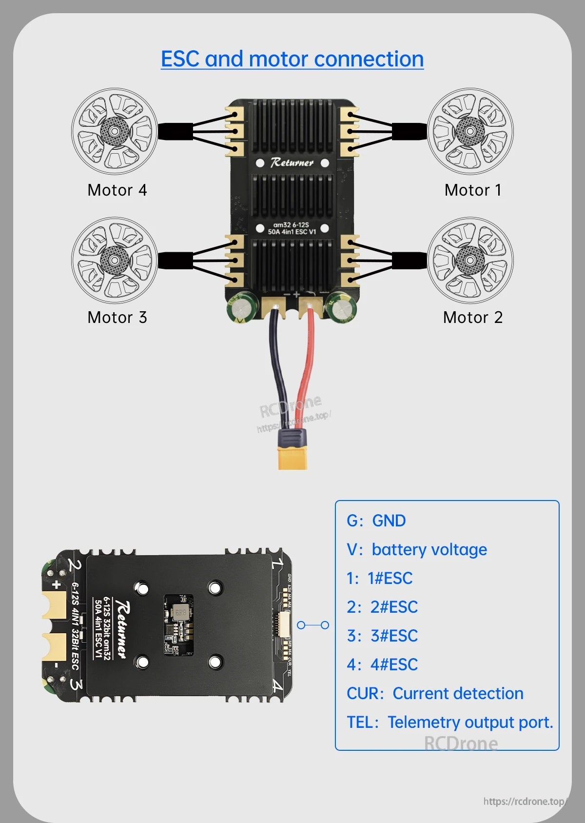 BrotherHobby Returner 6-12S 32Bit am32 50A(4IN1) ESC V1
