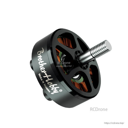 BrotherHobby SE 2807 1300KV CW Brushless Motor, BrotherHobby SE 2807 1300KV CW brushless drone motor with black housing, exposed copper windings and threaded shaft