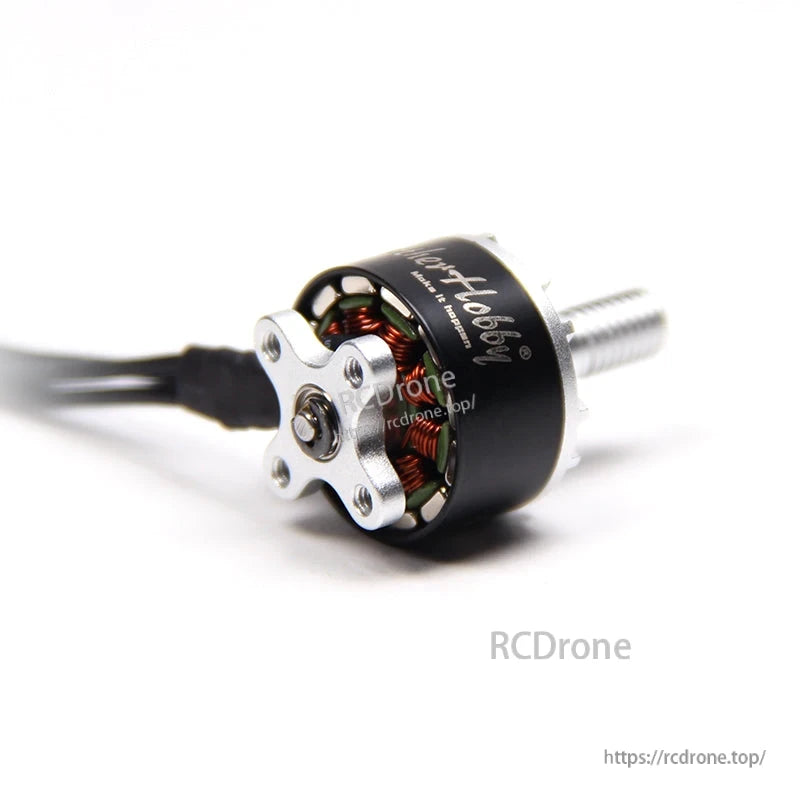 BrotherHobby Tornado T2 1407 CW Brushless Motor, BrotherHobby Tornado T2 1407 CW brushless drone motor with black can, exposed copper windings and wires
