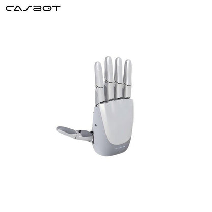 CASBOT Handle-L1 five-finger robotic hand with white palm housing and articulated fingers, thumb extended