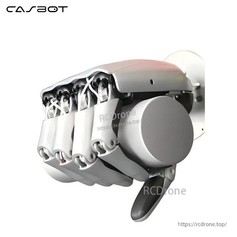 CASBOT Handle-L1 five-finger robotic hand with compact actuator housing and articulated white finger links