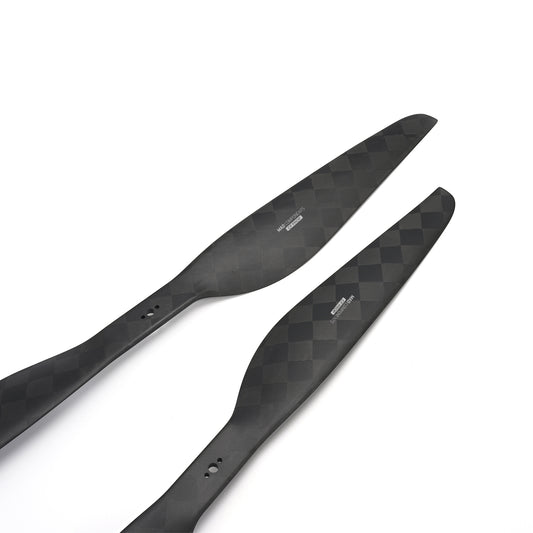 MAD CB2 PRO 22x6.6in Carbon Fiber Propeller, MAD CB2 PRO carbon fiber propeller blades with woven finish and mounting holes, 22x6.6in