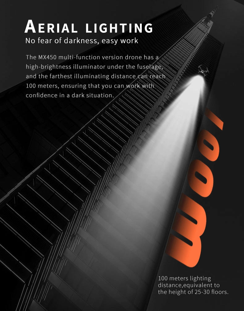 Skydroid MX450 Training Drone - 1080P Camera 5KM Long Range 450MM Wheelbase Multifunctional Training Drone RTF Industrial Drone 11 Skydroid MX450 Training Drone, the farthest illuminating distance can reach 100 meters, ensuring that you can