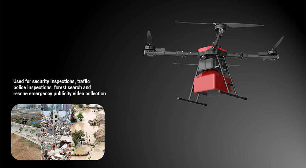 ARRIS M1400 Industrial Drone - 4 Axis Payload 22KG 15KM Long Rang Quadcopter with Hobbwing X9 PLUS Power System for Resuce Mapping Inspection 8 ARRIS M1400 Industrial Drone, used for security inspections, traffic police inspections and forest search and rescue emergency publicity video