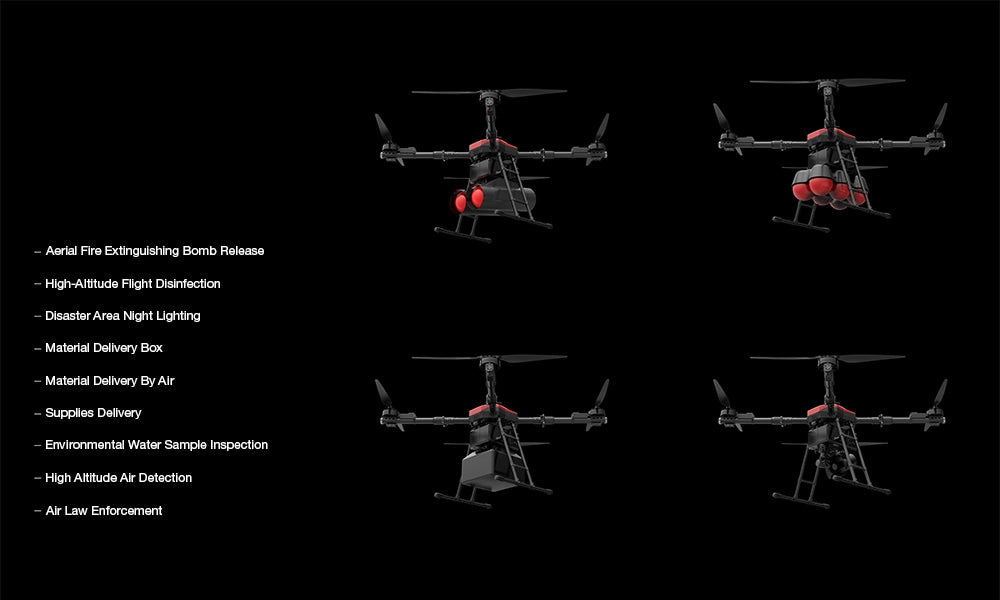 ARRIS M1400 Industrial Drone - 4 Axis Payload 22KG 15KM Long Rang Quadcopter with Hobbwing X9 PLUS Power System for Resuce Mapping Inspection 9 ARRIS M1400 Industrial Drone, Aerial Extinguishing Bomb Release High-Altitude Flight Disinfection