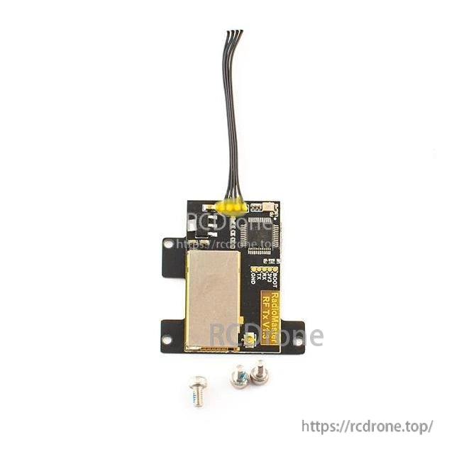 CC2500 RF module replacement for RadioMaster Zorro controller, PCB with antenna leads and mounting screws