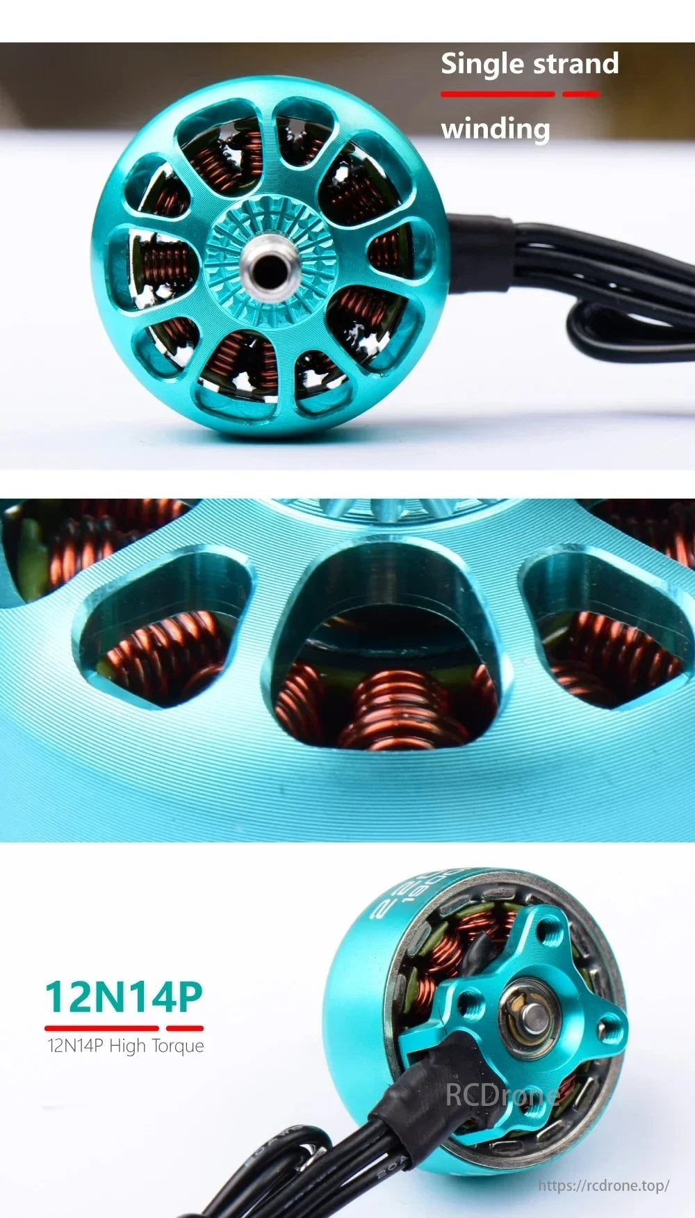 CCRC Sunhey 2207.5 brushless motor features single strand winding and 12N14P configuration for high torque.