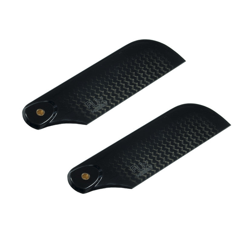 RJX HOBBY RJXHOBBY 92mm 3K CF Tail Blades, Pair of RJXHOBBY 92mm carbon fiber tail rotor blades with visible weave pattern and brass hub inserts