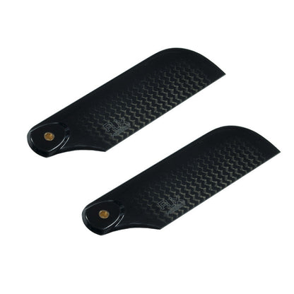 RJX HOBBY RJXHOBBY 92mm 3K CF Tail Blades, Pair of RJXHOBBY 92mm carbon fiber tail rotor blades with visible weave pattern and brass hub inserts