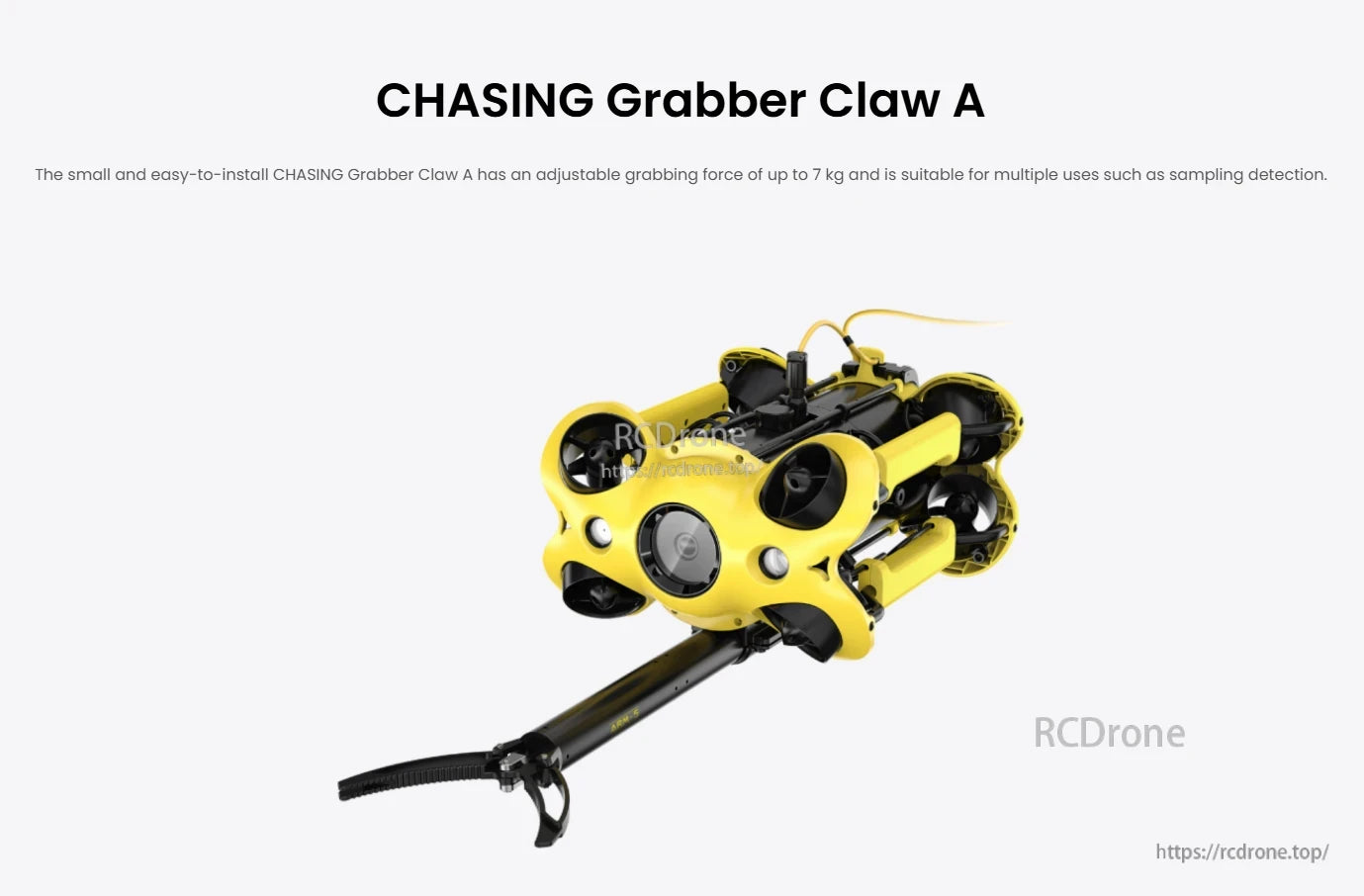 CHASING M2 ROV Gripper, The Chasing Grabber Claw has a small and easy installation design with adjustable grabbing forces up to 7kg.