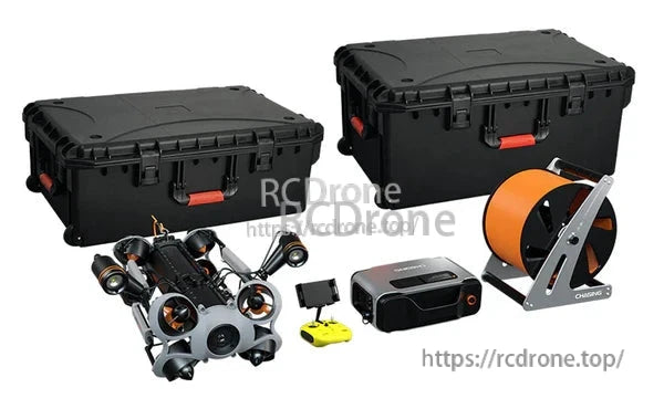 CHASING M2 PRO MAX: 4K underwater ROV with dual lights, 5-port mount, and 200m E-Reel for deep exploration.