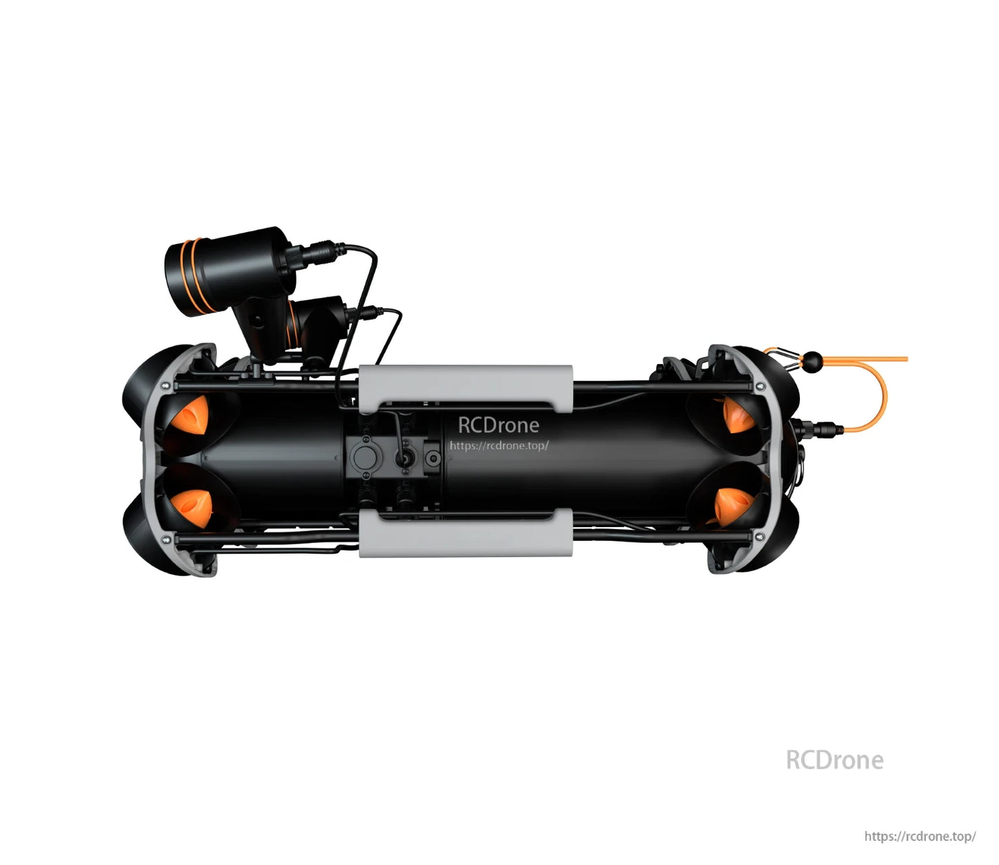 Underwater ROV features 4K camera, 12MP sensor, 8000lm lights, 5-port mount, and 200m E-Reel for deep-sea exploration.