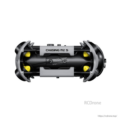 The M2 ROV features a 4K camera, capable of diving to 100m depth, with an 8-thruster control system and 4000 lumens lights.