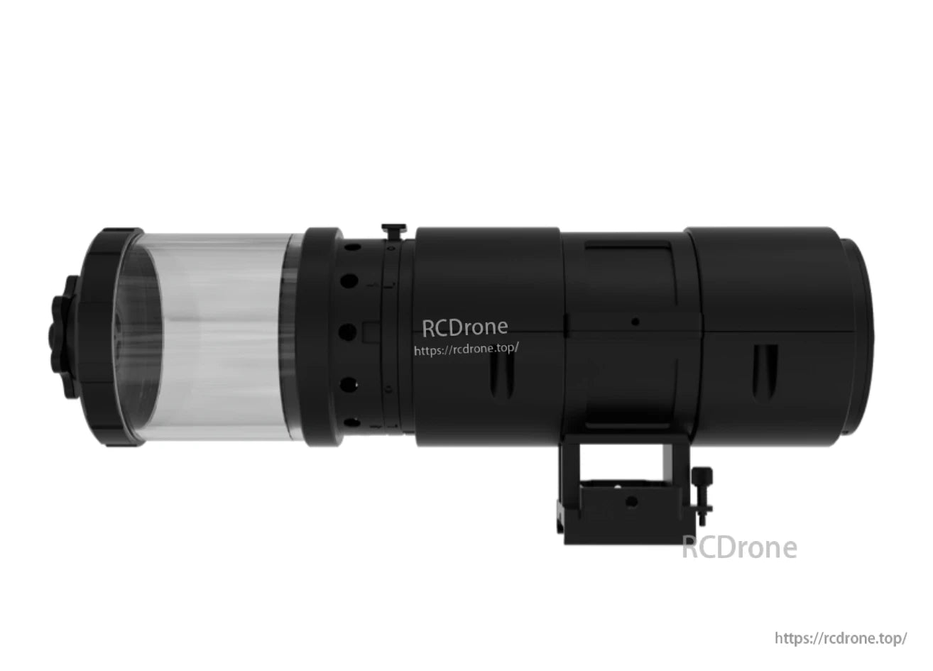 CHASING 500 ml water sampler for M2 PRO/MAX ROVs, with transparent chamber, black housing, and mounting bracket.
