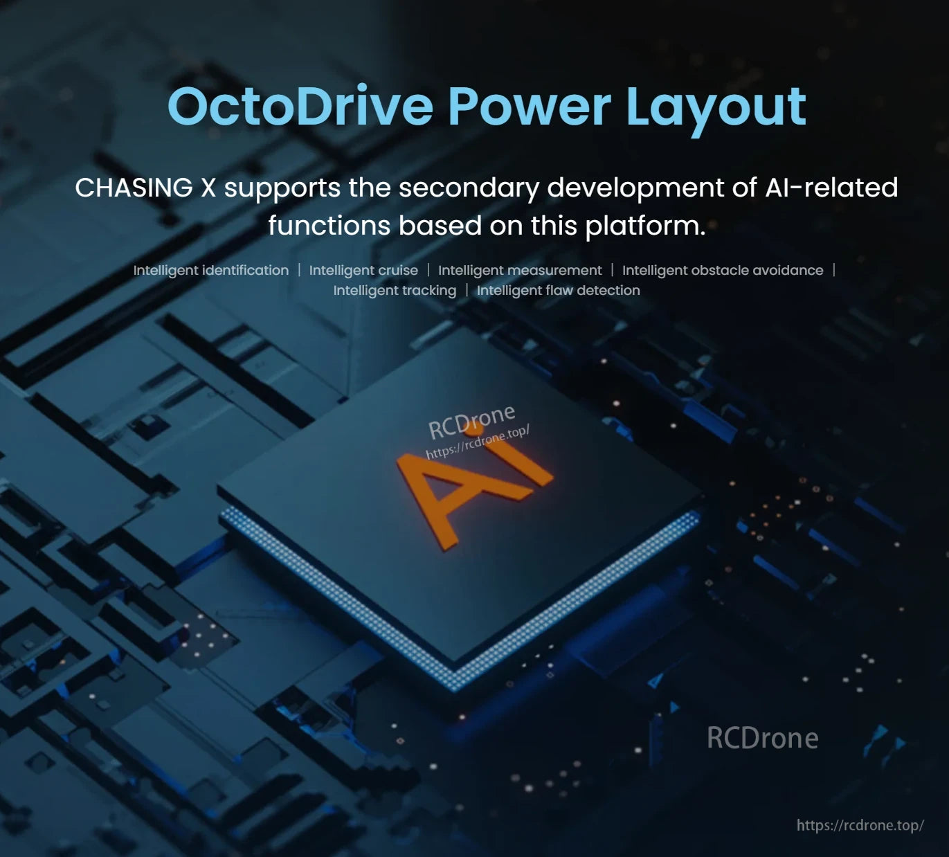 CHASING X Underwater ROV – 350 m Deep-Sea Drone, OctoDrive Power Layout: CHASING X supports AI functions like identification, cruise, measurement, obstacle avoidance, tracking, and flaw detection.