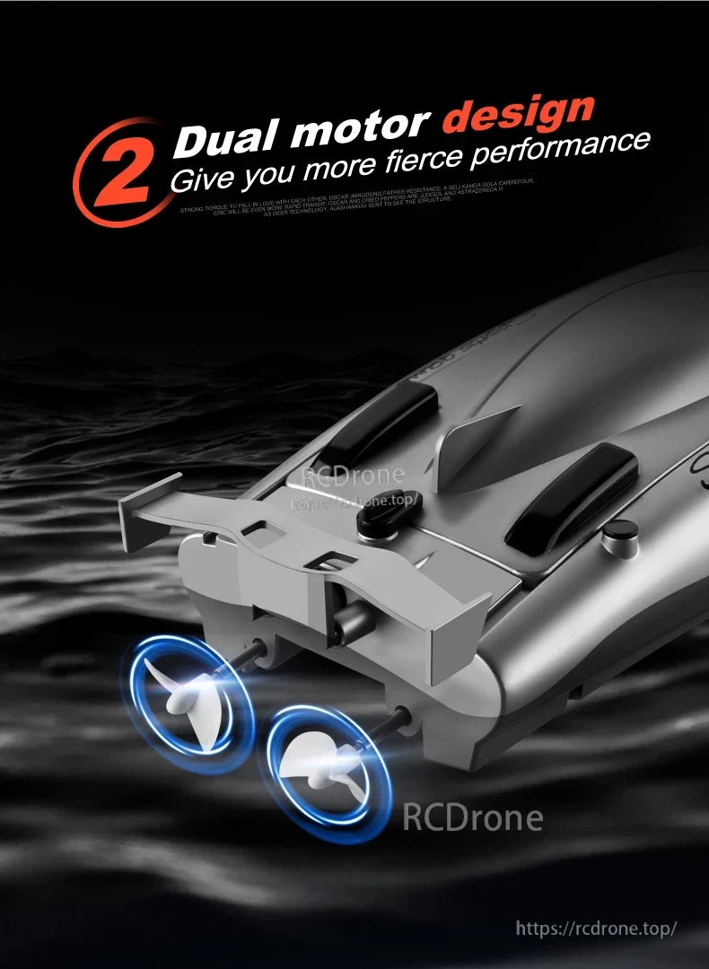 CONUSEA 805 RC Boat, Dual motor design delivers powerful performance with strong torque and enhanced speed.