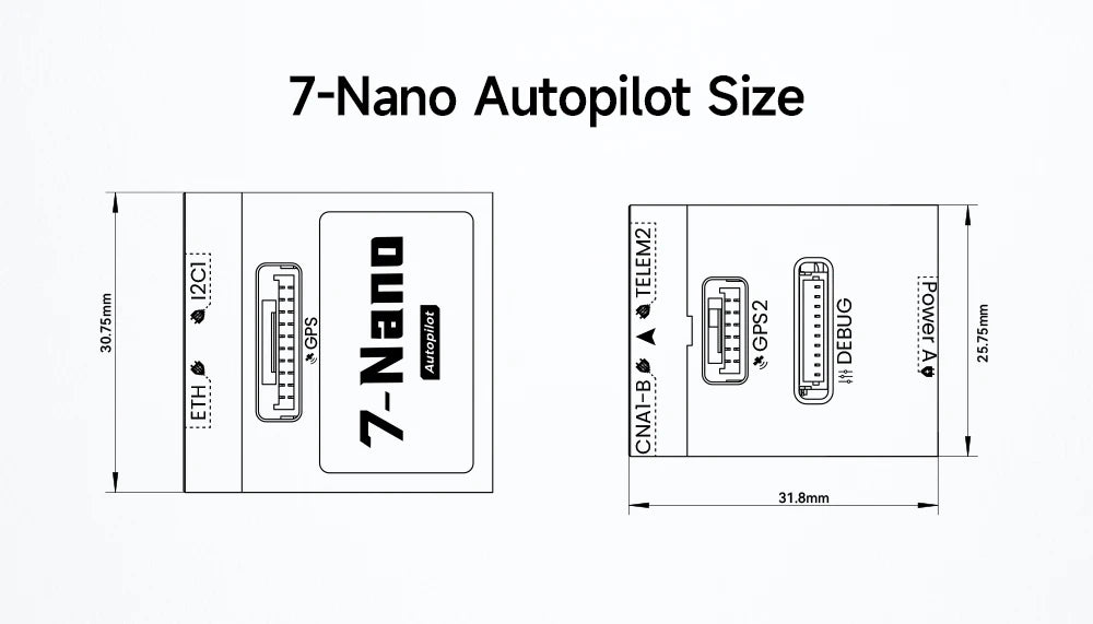 CUAV 7-Nano Autopilot Flight Controller, SRXL2 requires a connection to Tx for automatic telemetry.